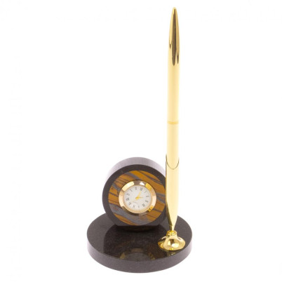 Часы настольные с ручкой тигровый глаз