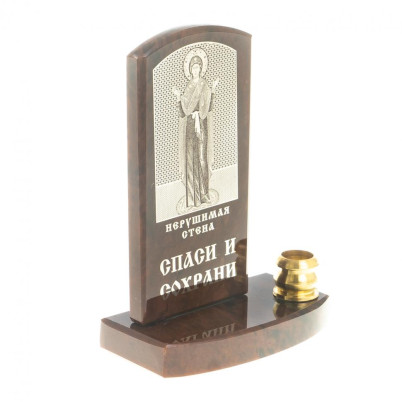 Икона с подсвечником &quot;Нерушимая стена&quot; камень обсидиан