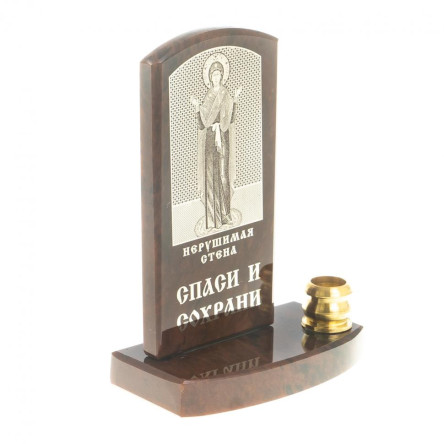 Икона с подсвечником "Нерушимая стена" камень обсидиан