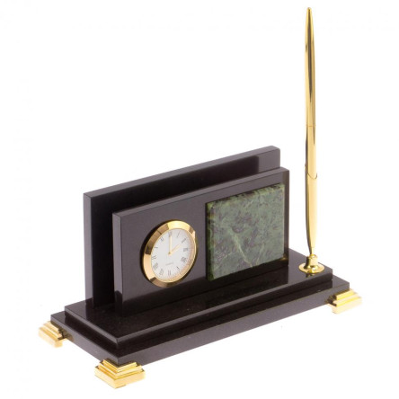 Визитница с часами "Стандарт" долерит нефрит