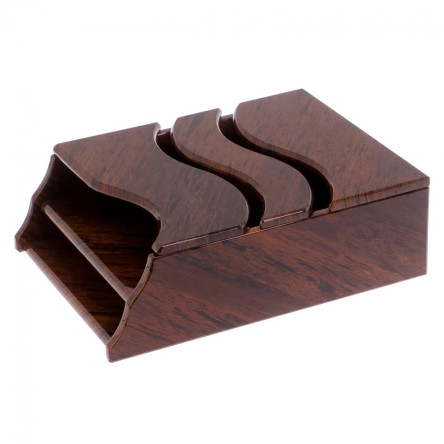 Лоток для бумаг А4 двухъярусный с крышкой коричневый обсидиан