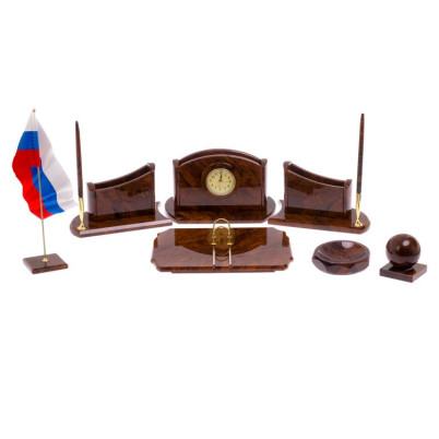 Набор на стол руководителю &quot;Банкир&quot; коричневый обсидиан