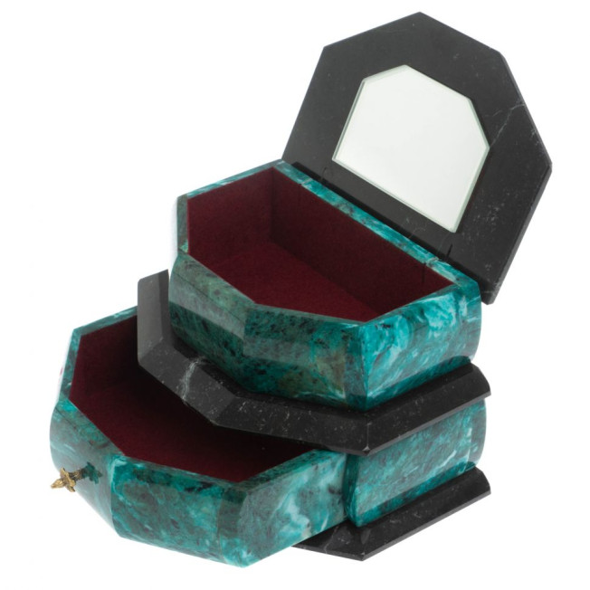 Ларец для украшений камень змеевик 19х13х13,5 см