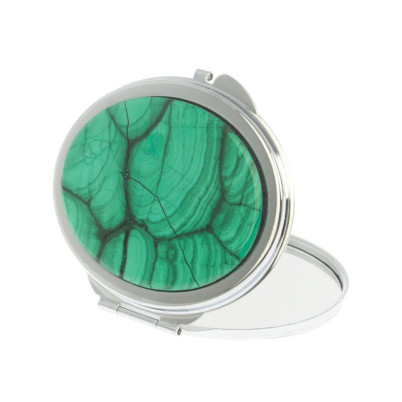 Зеркальце овальное из малахита цвет серебро