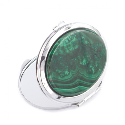 Зеркальце овальное из малахита цвет серебро