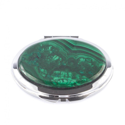 Зеркальце овальное из малахита цвет серебро