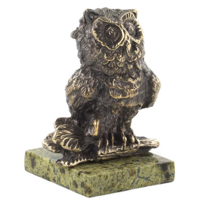 Сувенир &quot;Филин на ветке&quot; змеевик бронза