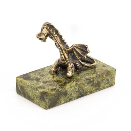 Фигурка из бронзы "Дракончик" на подставке из змеевика